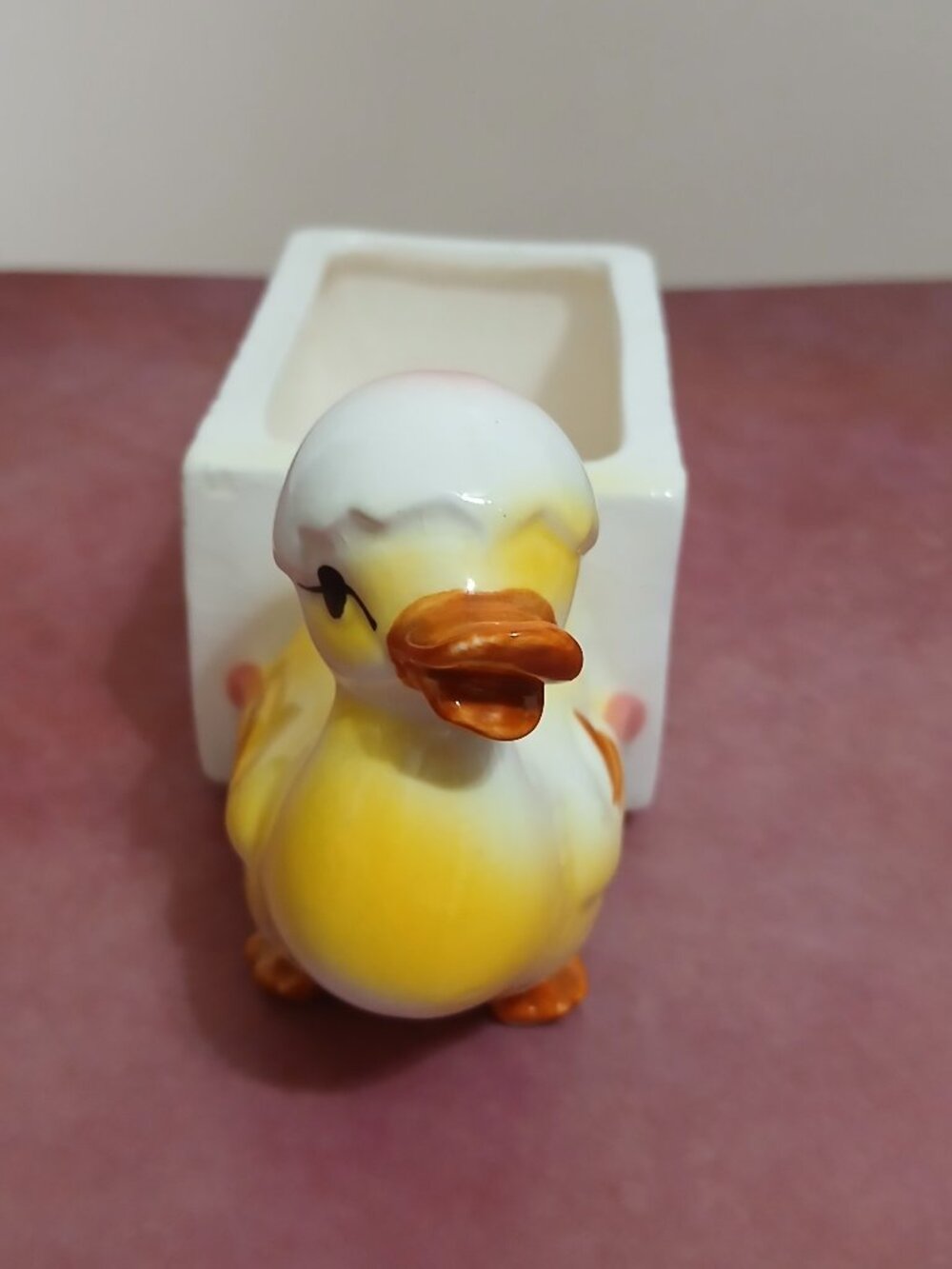 Mid-Century Planter/Trinket Dish-Duck Pulling a Wagon-Pastel Colors - Picture 4 of 7